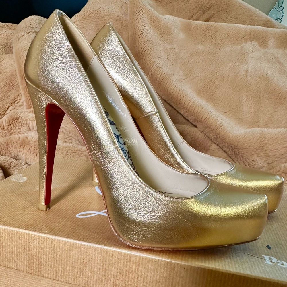 Christian Louboutin Gold Stiletto Heels